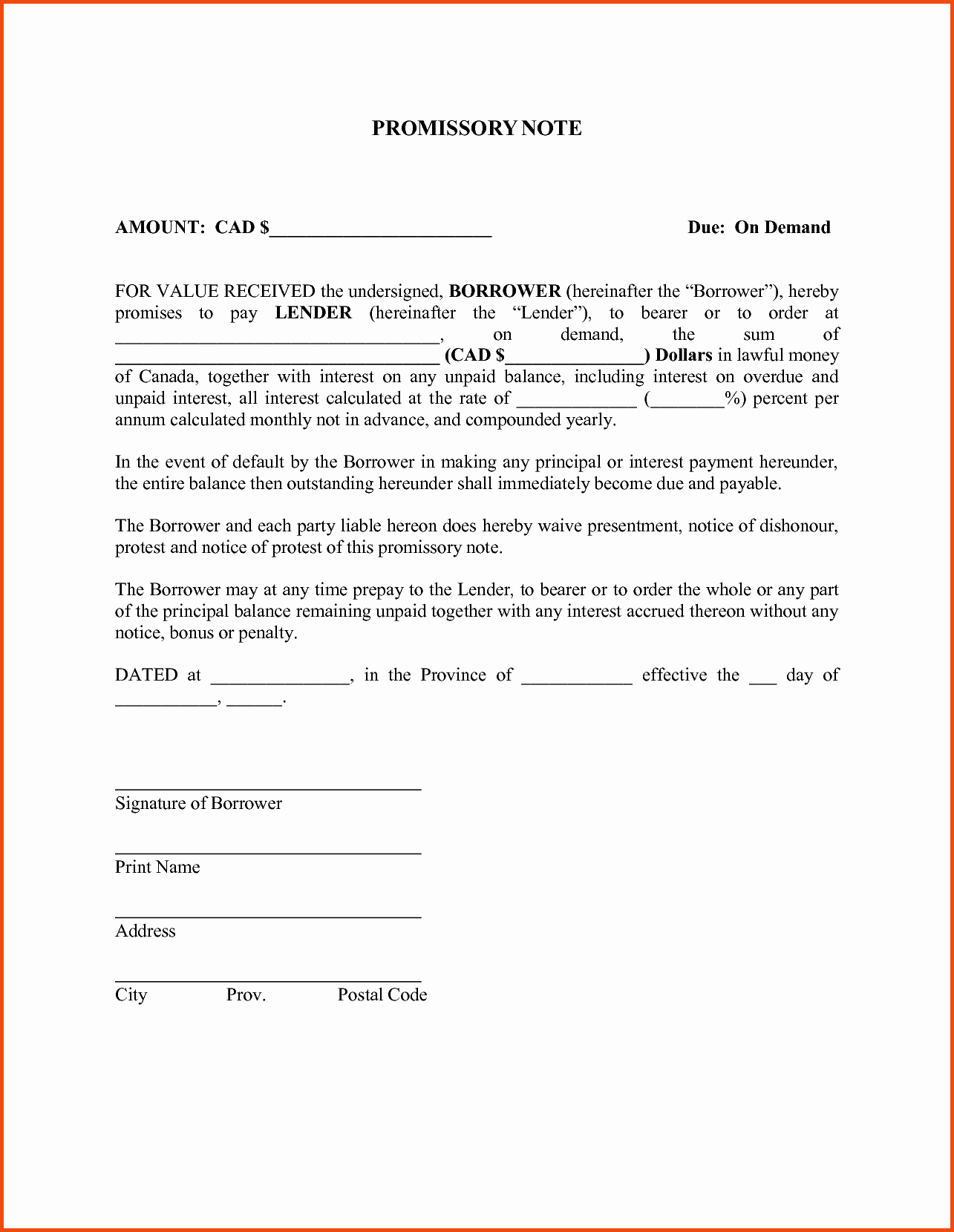 Free Promissory Note Templates Bamboodownunder