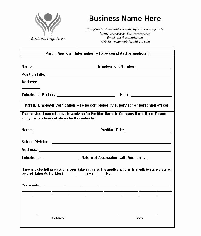 Free Proof Of Employment Letter Verification forms