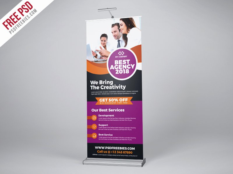 Free Psd Professional Agency Roll Up Banner Psd Template