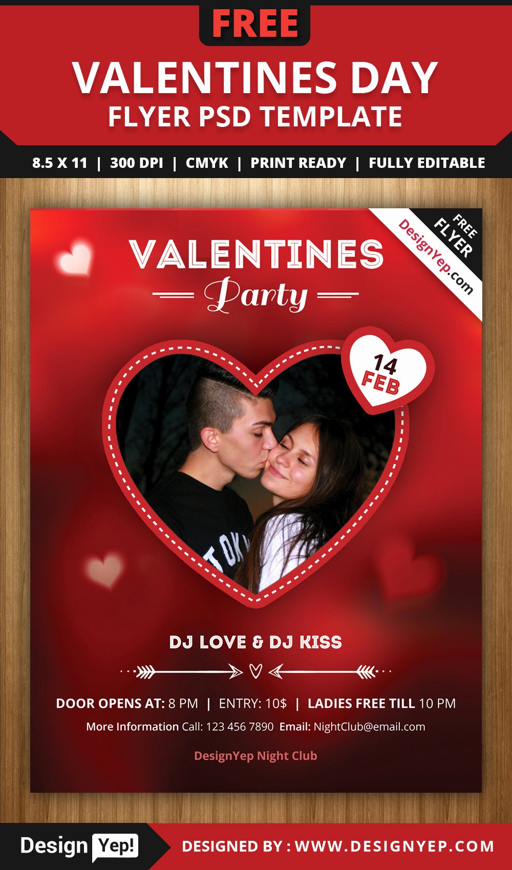 Free Psd Valentines Party Flyer Template Designyep