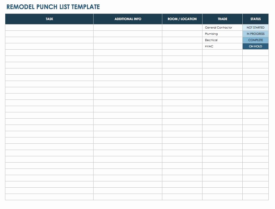 Free Punch List Templates