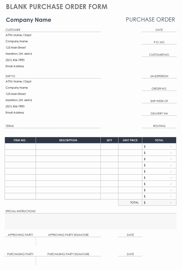 Free Purchase order Templates