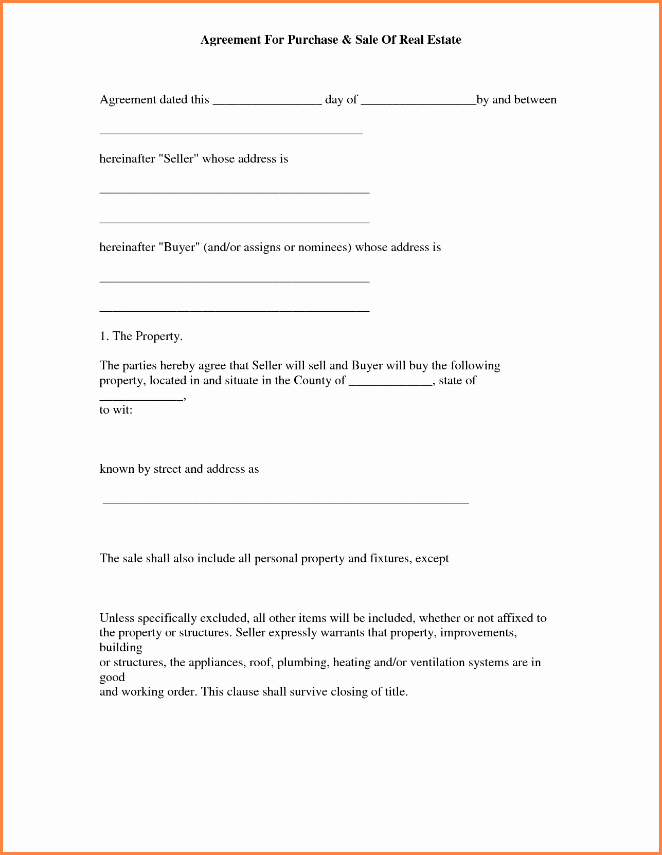 Free Real Estate Purchase and Sale Agreement Template
