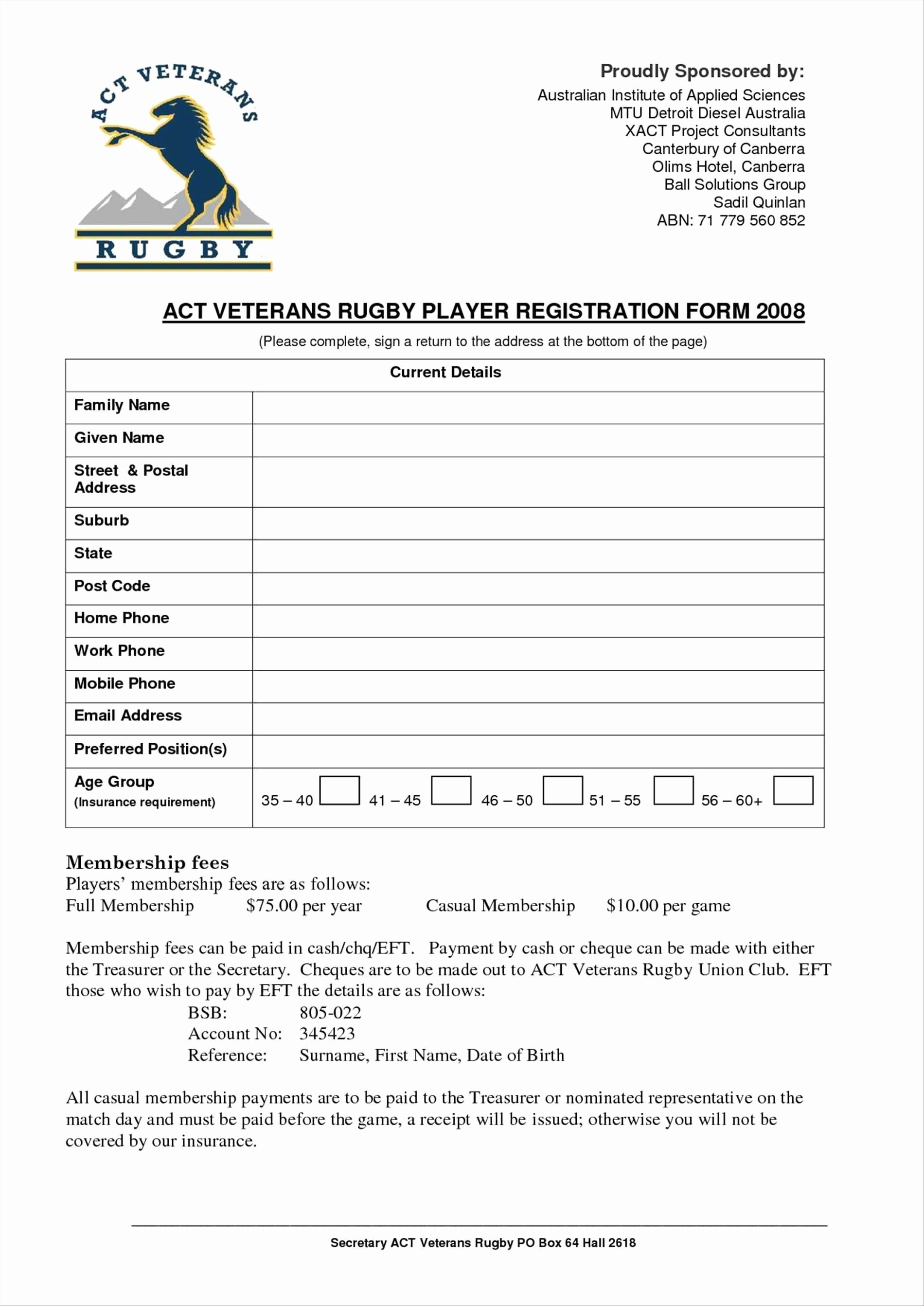 Free Registration form Template Word