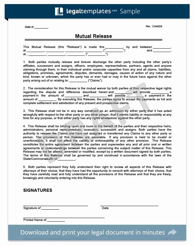 Free Release Of Liability form