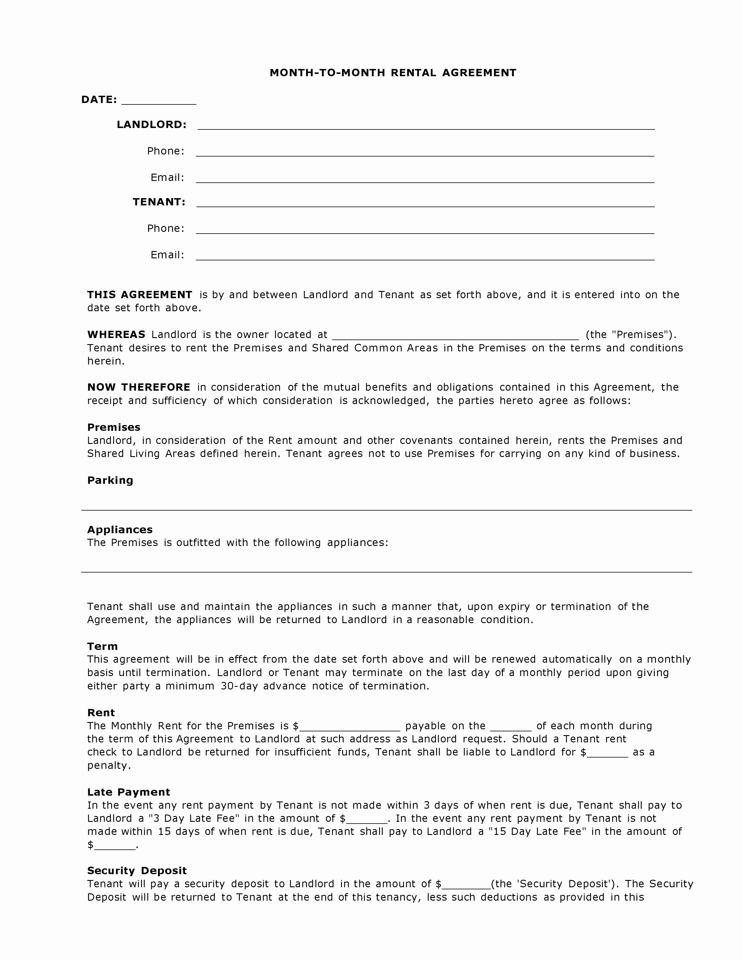 Free Rental Agreement Generic Template Awesome Collection