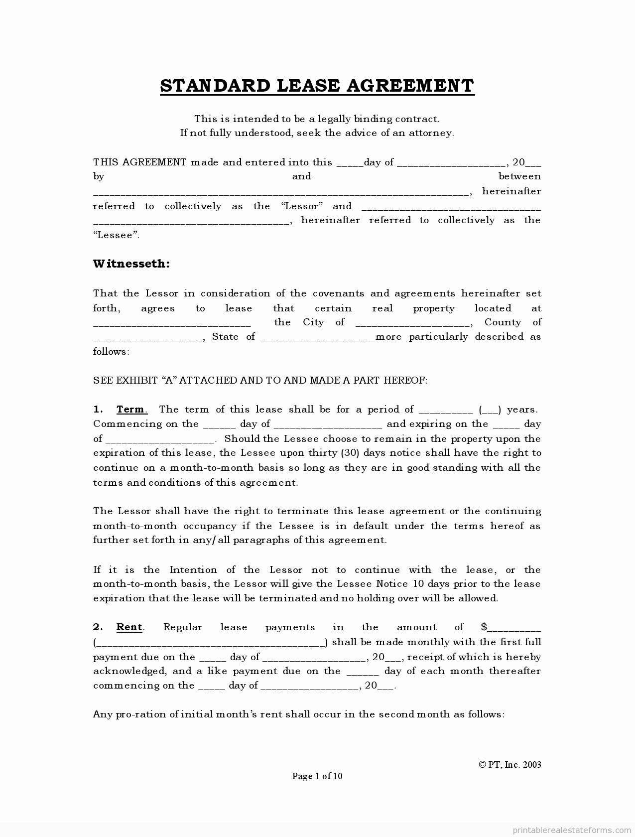 Free Rental Agreements to Print