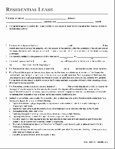Free Rental Lease Agreement Template Lease form