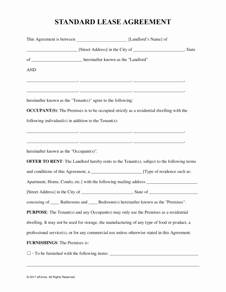 Free Rental Lease Agreement Templates Residential