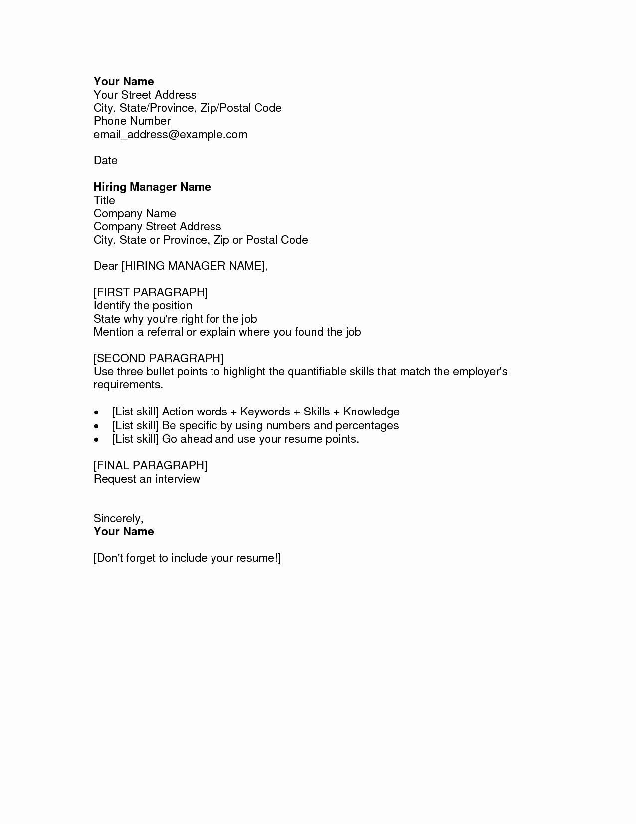 Free Resume Cover Letter Template