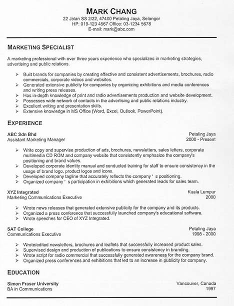 Free Resume Examples An Effective Chronological Resume