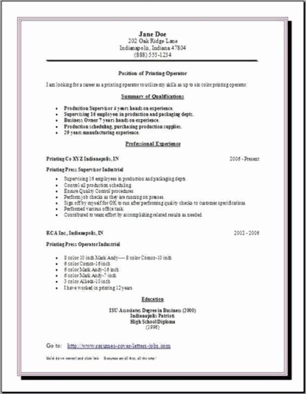 Free Resume Print Resumes