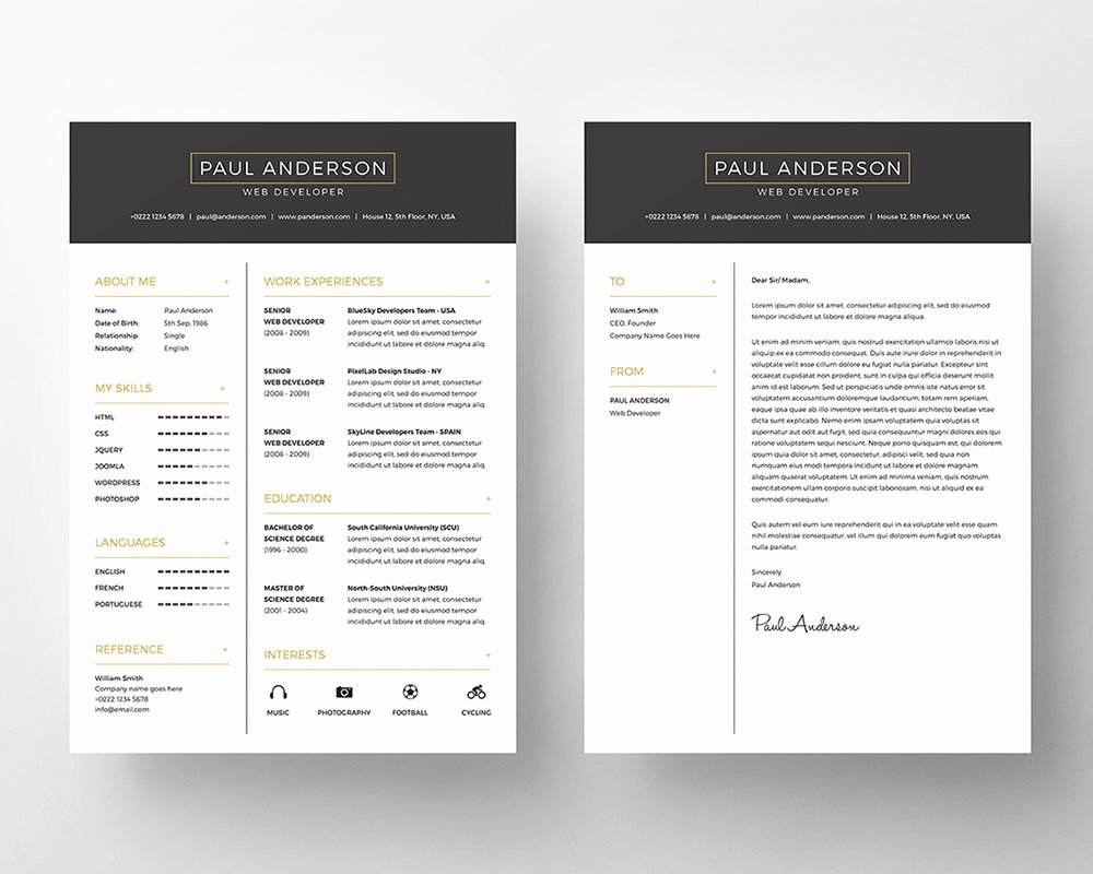 Free Resume Psd Template Graphicsfuel