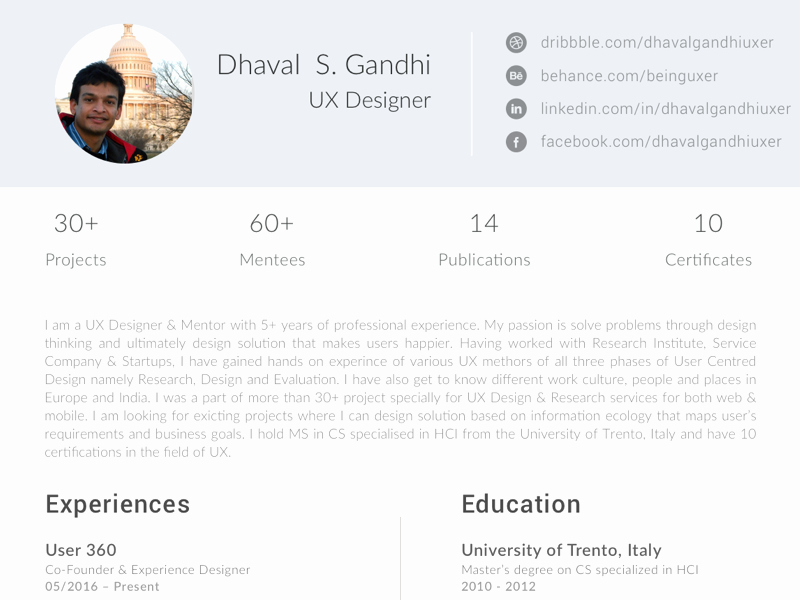Free Resume Template for Ui Ux Designers by Dhaval S