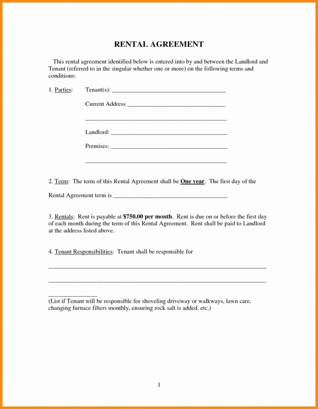 Free Room House Basic Rental Agreement Template