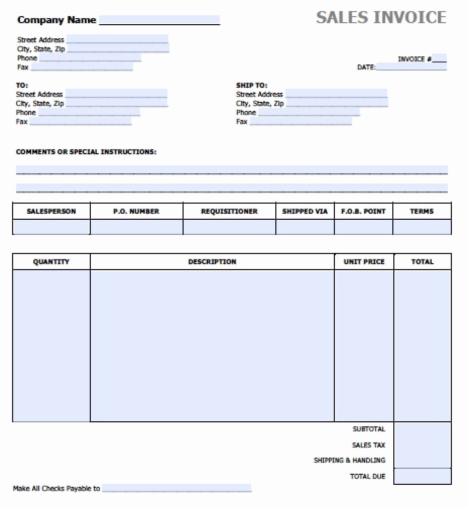 Free Sales Invoice Template Excel Pdf