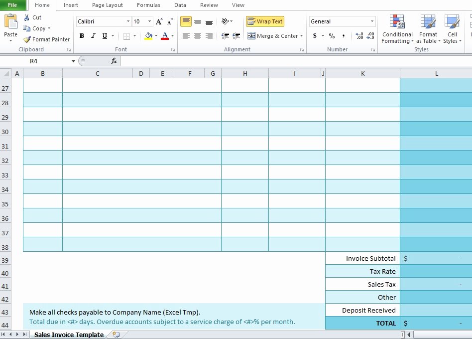 Free Sales Invoice Template for Excel Excel Tmp