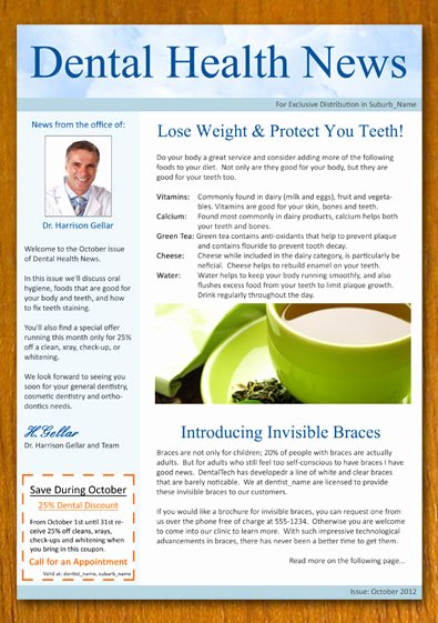 Free Sample Dentist and Dental Newsletter Template Template