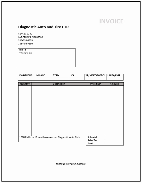 Free Service Invoice Template Word