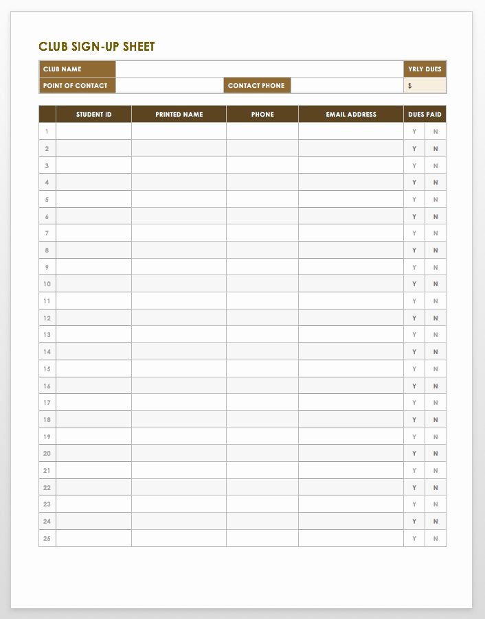 Free Sign In and Sign Up Sheet Templates