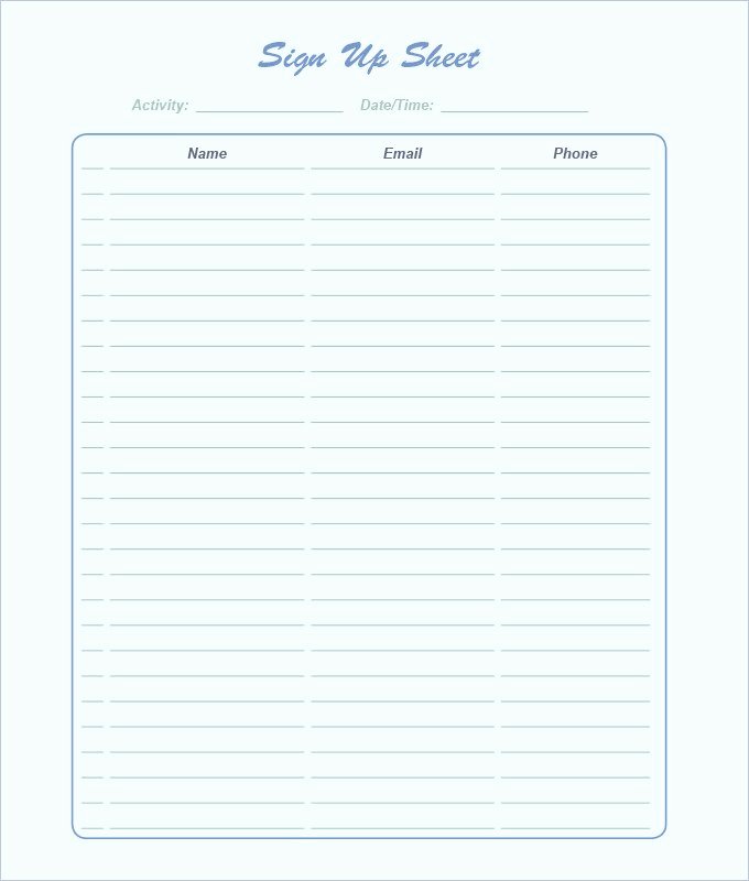 free sign sheet template word excel