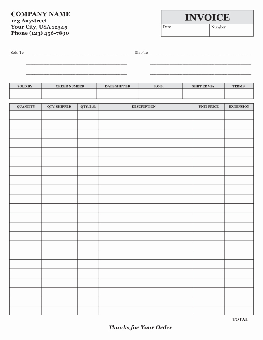 Free Simple Invoice Template Edit Fill Sign Line