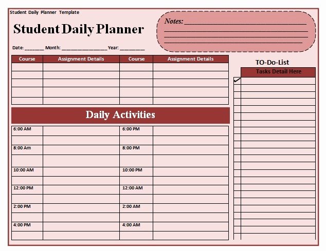 Free Student Planner Template