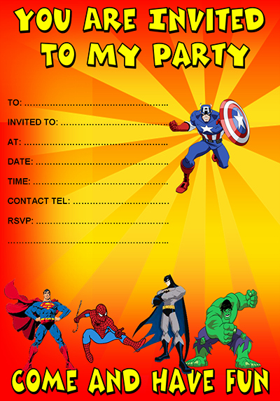 Free Superhero Invitations Templates Superhero Party