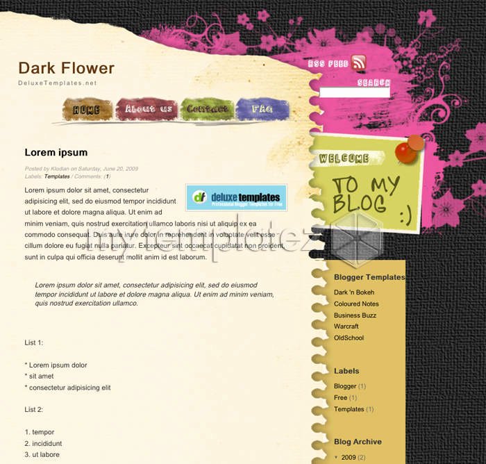 Free Templates Blogger Templates Art &amp; Graphy Dark Flower