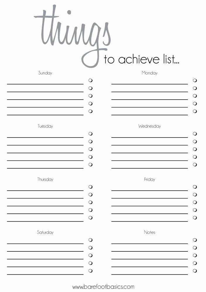 Free Things to Achieve List Printable This is My Current