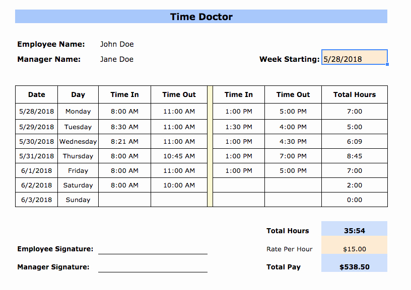 Free Timesheet Templates In Excel Pdf Word formats