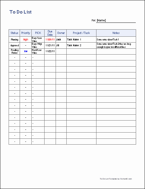 Free to Do List Template for Excel Get organized