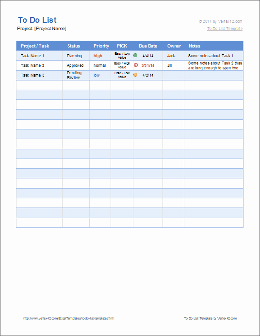 Free to Do List Template for Excel Get organized