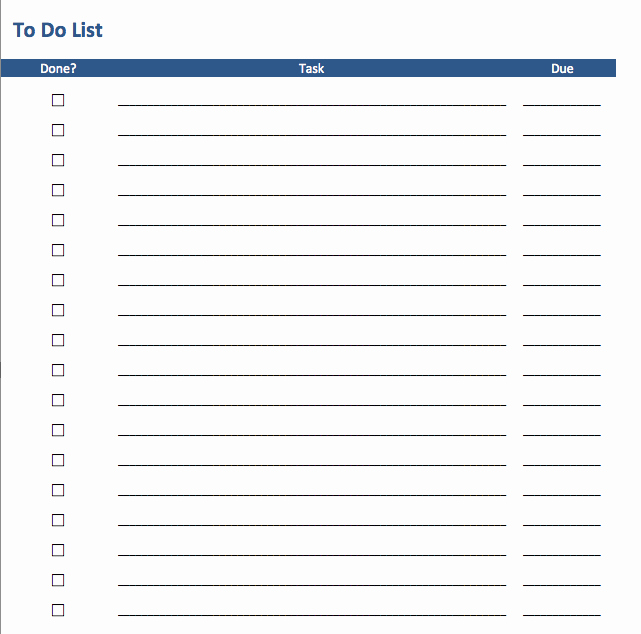 Free to Do List Templates In Excel