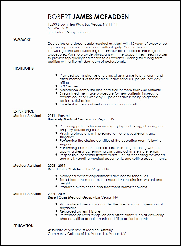 Free Traditional Medical assistant Resume Template