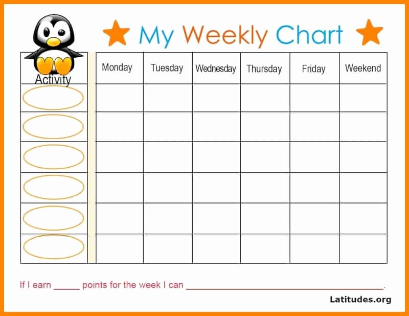 Free Weekly Behavior Chart Baby Penguin