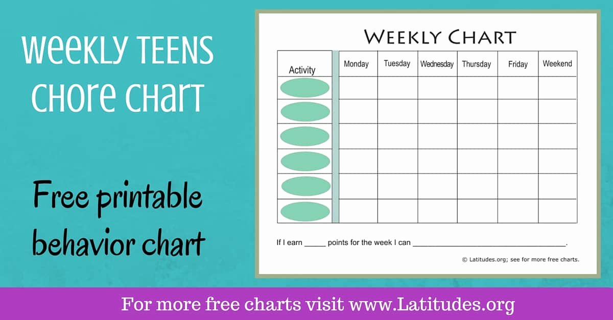 Free Weekly Behavior Chart for Teenagers