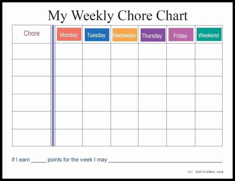 Free Weekly Chore Chart Colorful