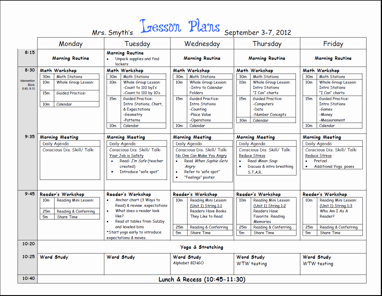 Free Weekly Lesson Plan Template and Teacher Resources
