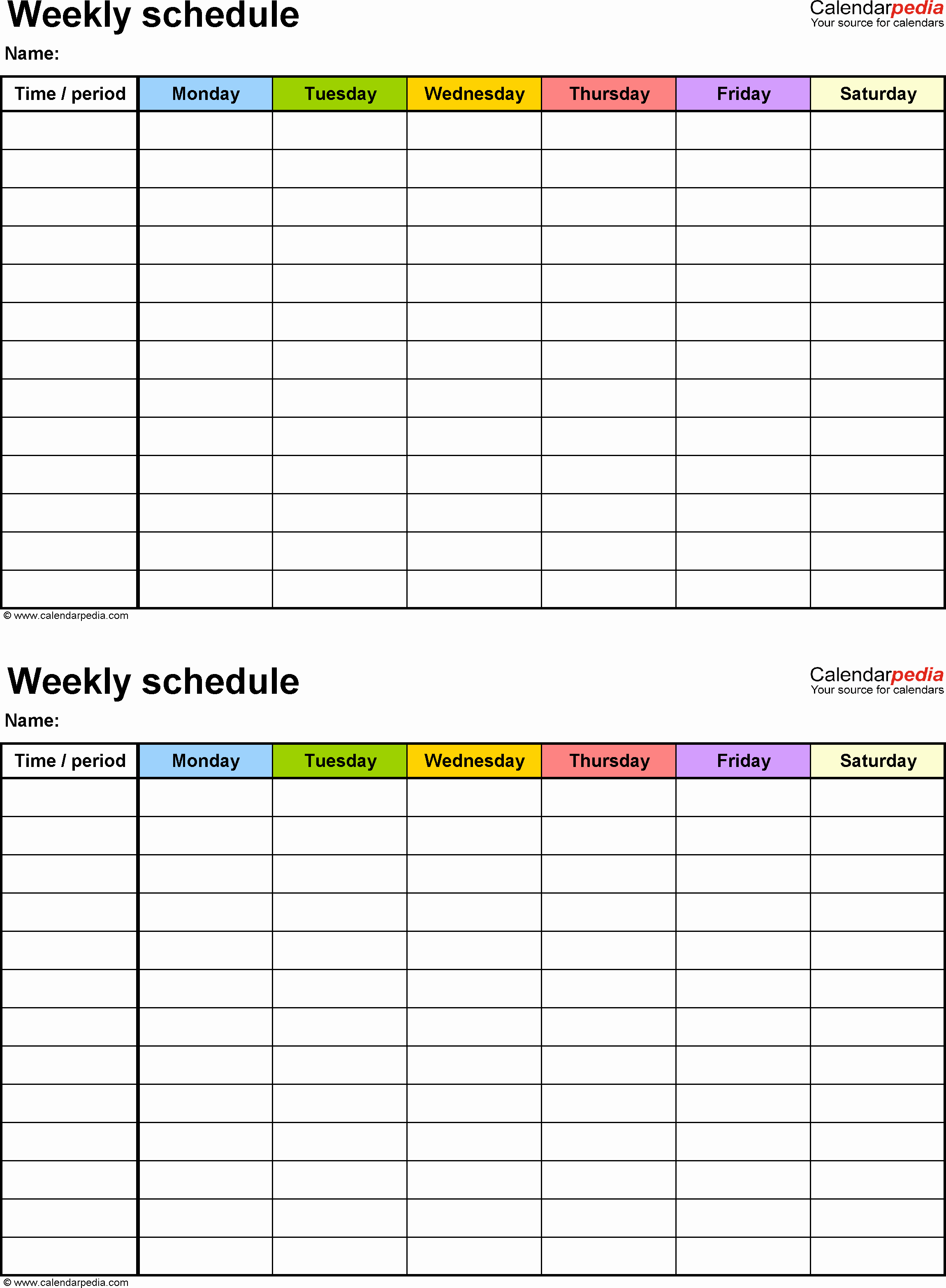Free Weekly Schedule Templates for Excel 18 Templates