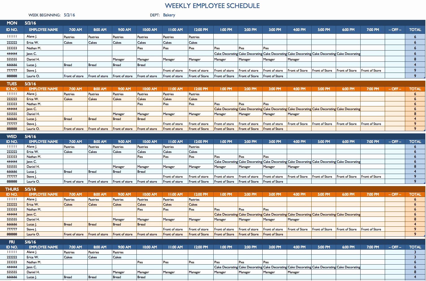 Free Weekly Schedule Templates for Excel Smartsheet