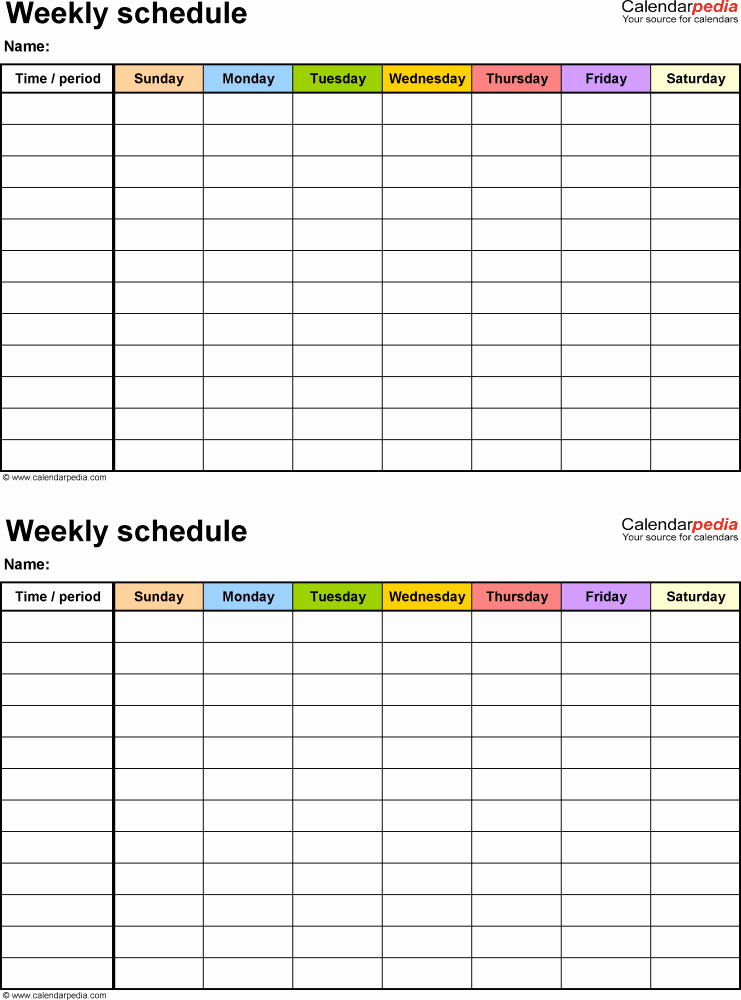 weekly schedule word templates