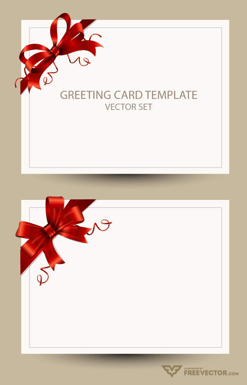 Freebie Greeting Card Templates with Red Bow – Ai Eps