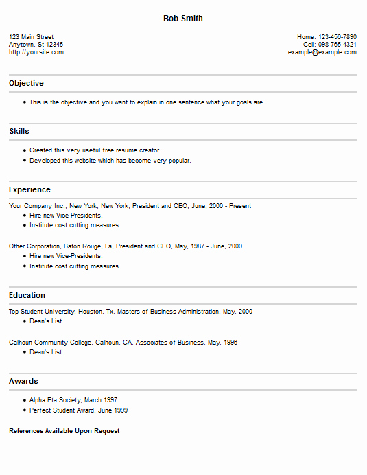 Freshers Resume Template Style 4