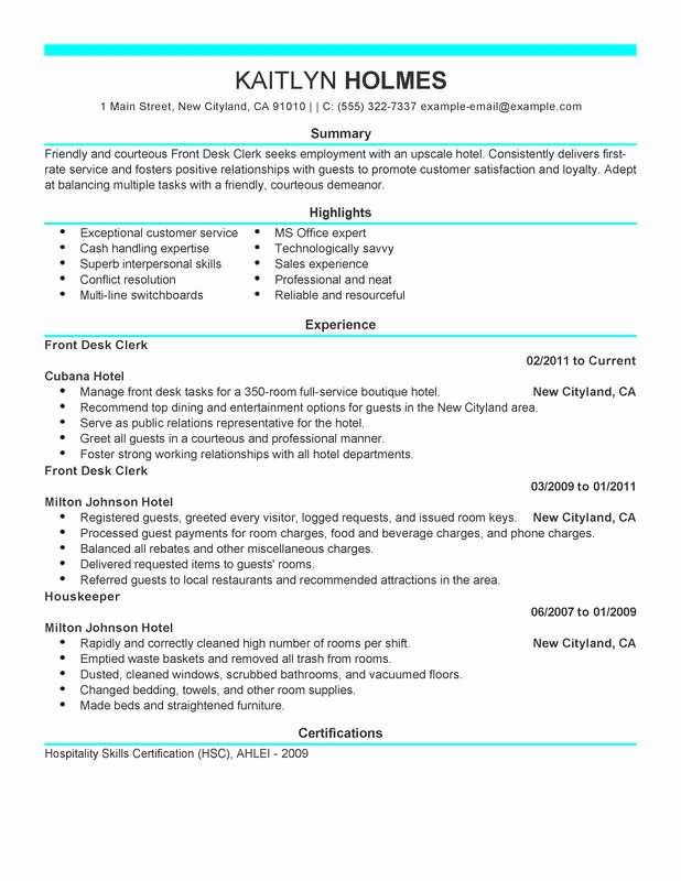 Front Desk Clerk Resume Examples Created by Pros