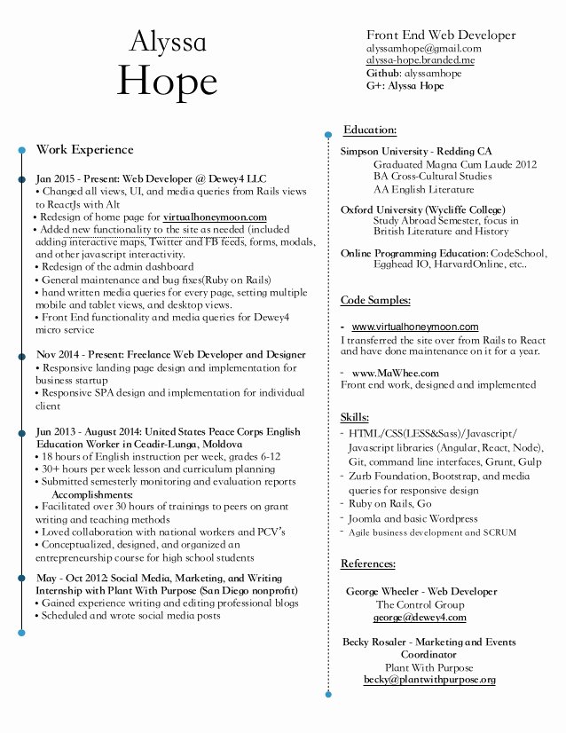 Front End Resume