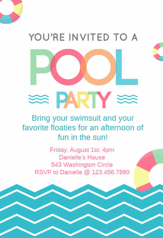 Fun afternoon Pool Party Invitation Template Free