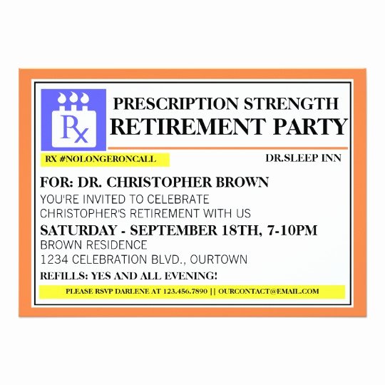 Fun Prescription Label Retirement Invitations