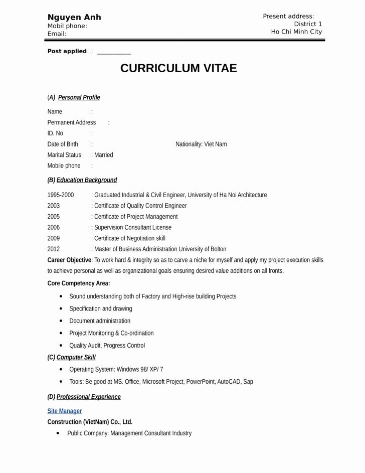 Functional Construction Worker Resume Template