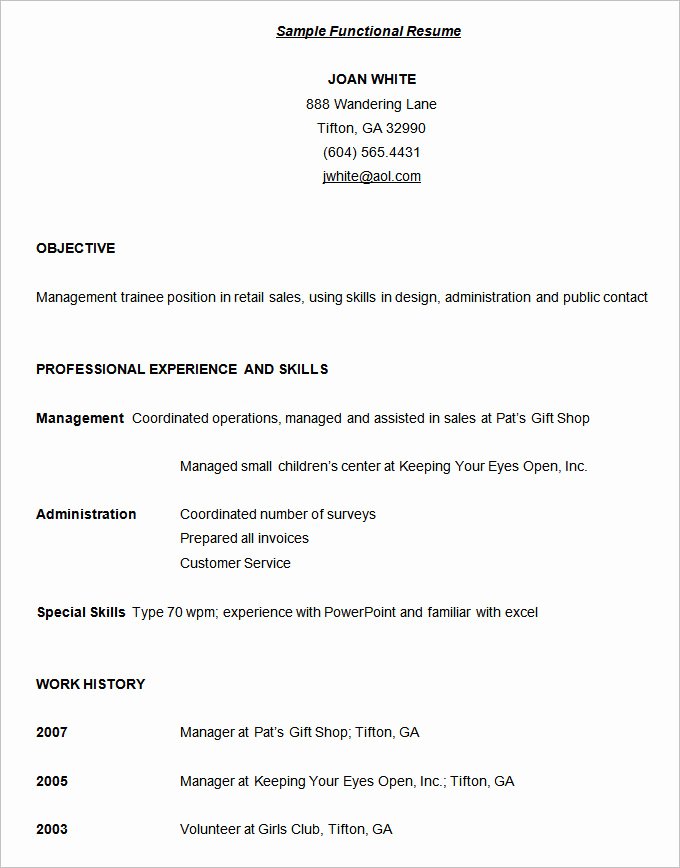 Functional Resume Template – 15 Free Samples Examples